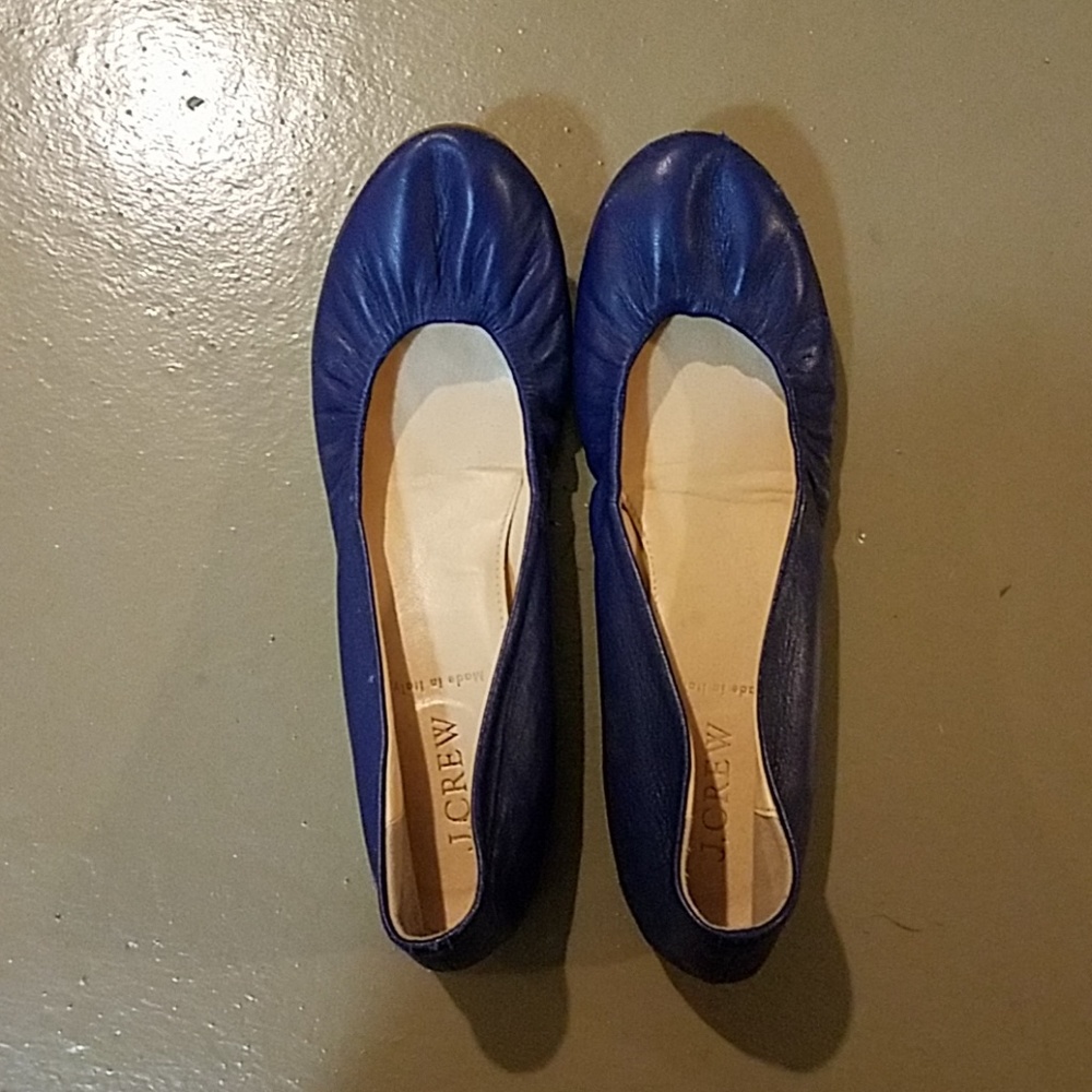 J. Crew Cece Italian leather blue flats